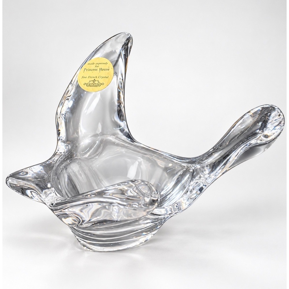 Vintage Princess House #458 Crystal Bird Dove Candy Trinket Dish 7–8" France